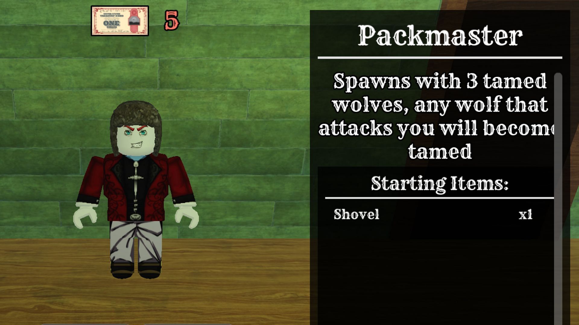 The Packmaster can tame hostile wolves (Image via Roblox)